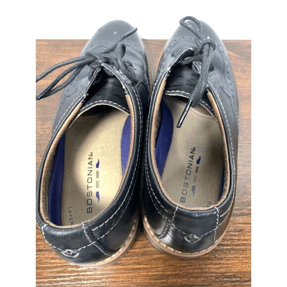 Bostonian Men's Derby Oxford Shoes Lace Up Almond Toe Black Leather Size 9M - Picture 5 of 9